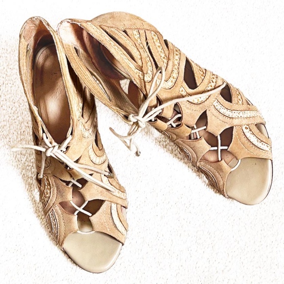 JOIE Dean Caged Gladiator Suede Snakeskin Sandals - Picture 9 of 16